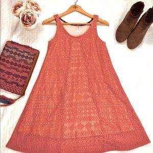 Lace Coral Trapeze Dress